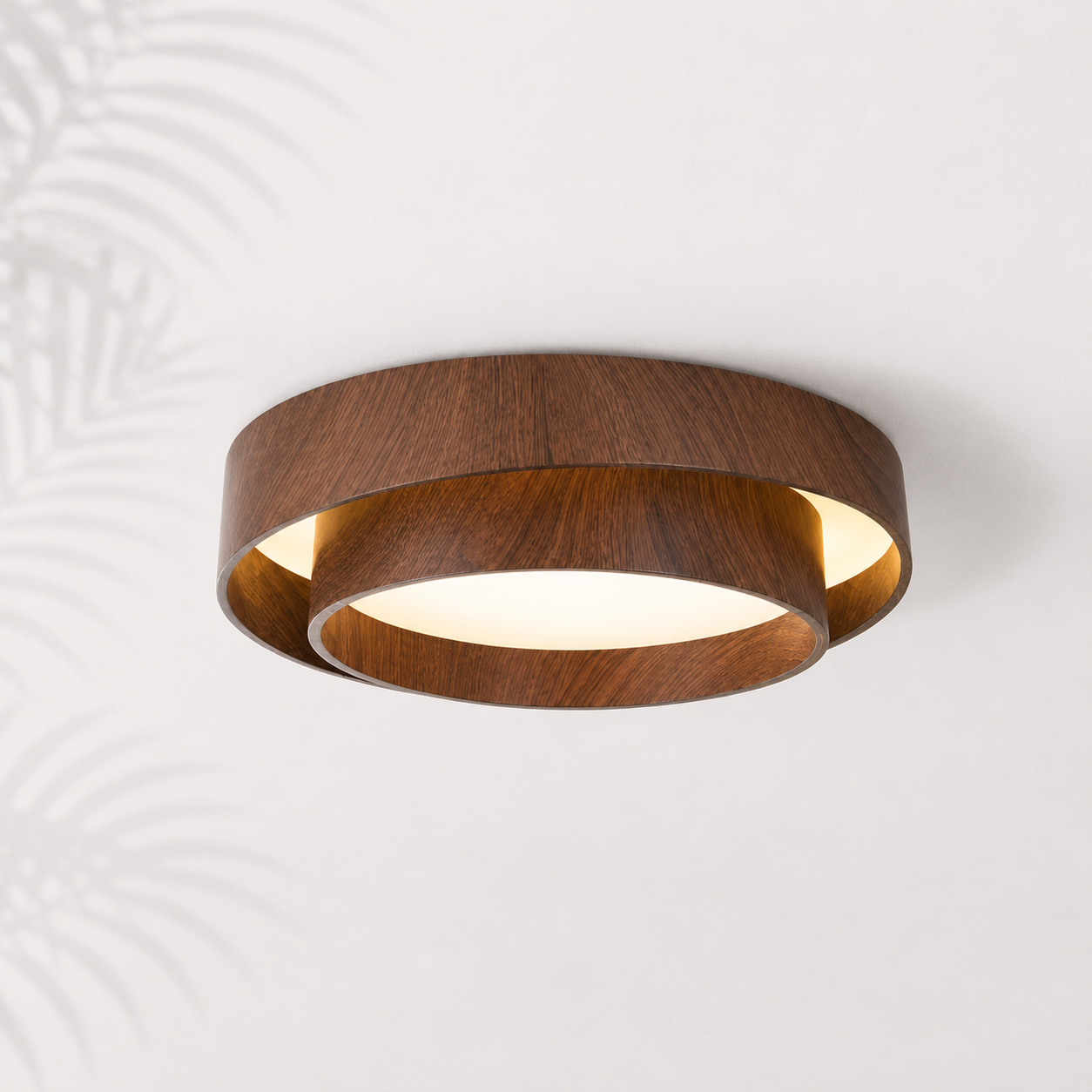 Plafonnier LED effet noyer nordique, lumière douce — Navula