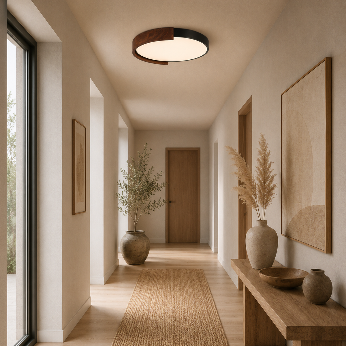 Plafonnier Rond Noir Minimaliste — LED Design Épuré