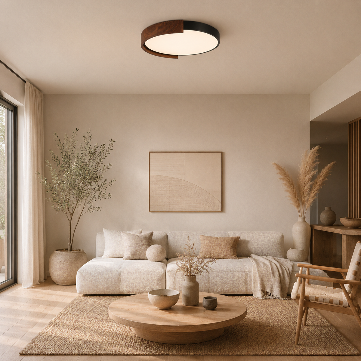 Plafonnier Rond Noir Minimaliste — LED Design Épuré