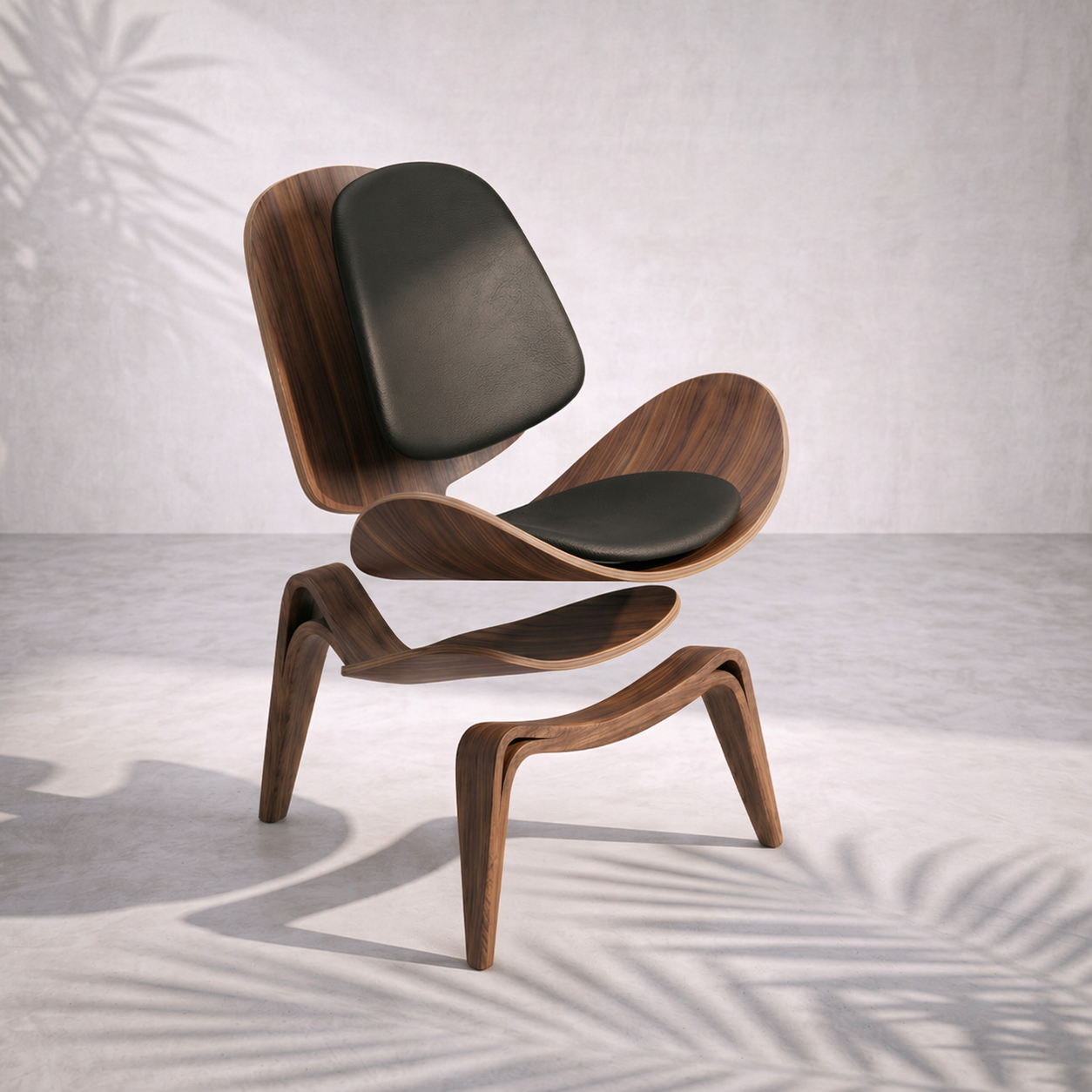 Fauteuil lounge Shell noir et noyer — décoration intérieur haut de gamme Navula