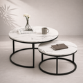 Table Gigogne Marbre Design | Set 2 Tables Basses Rondes — Navula