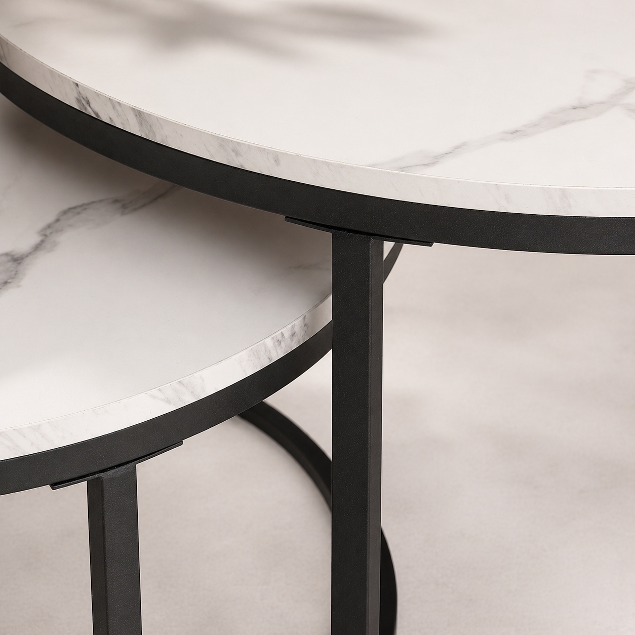 table gigogne marbre design salon contemporain métal noir navula