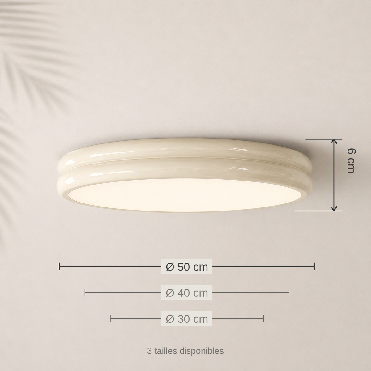 Plafonnier Rond LED — Intensité Réglable, 4 Teintes