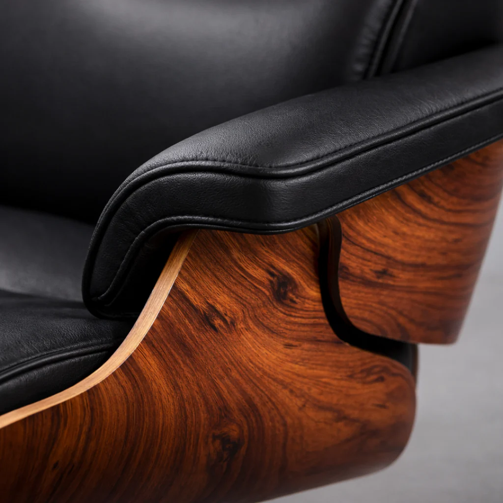 Fauteuil Signature Édition Noyer & Cuir + Ottoman