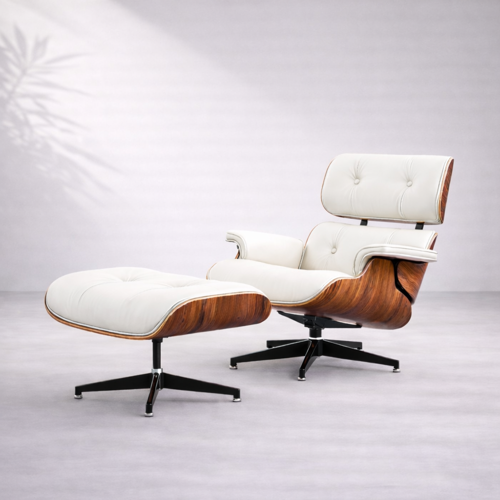Fauteuil lounge avec repose-pieds ottoman — décoration salon premium Navula