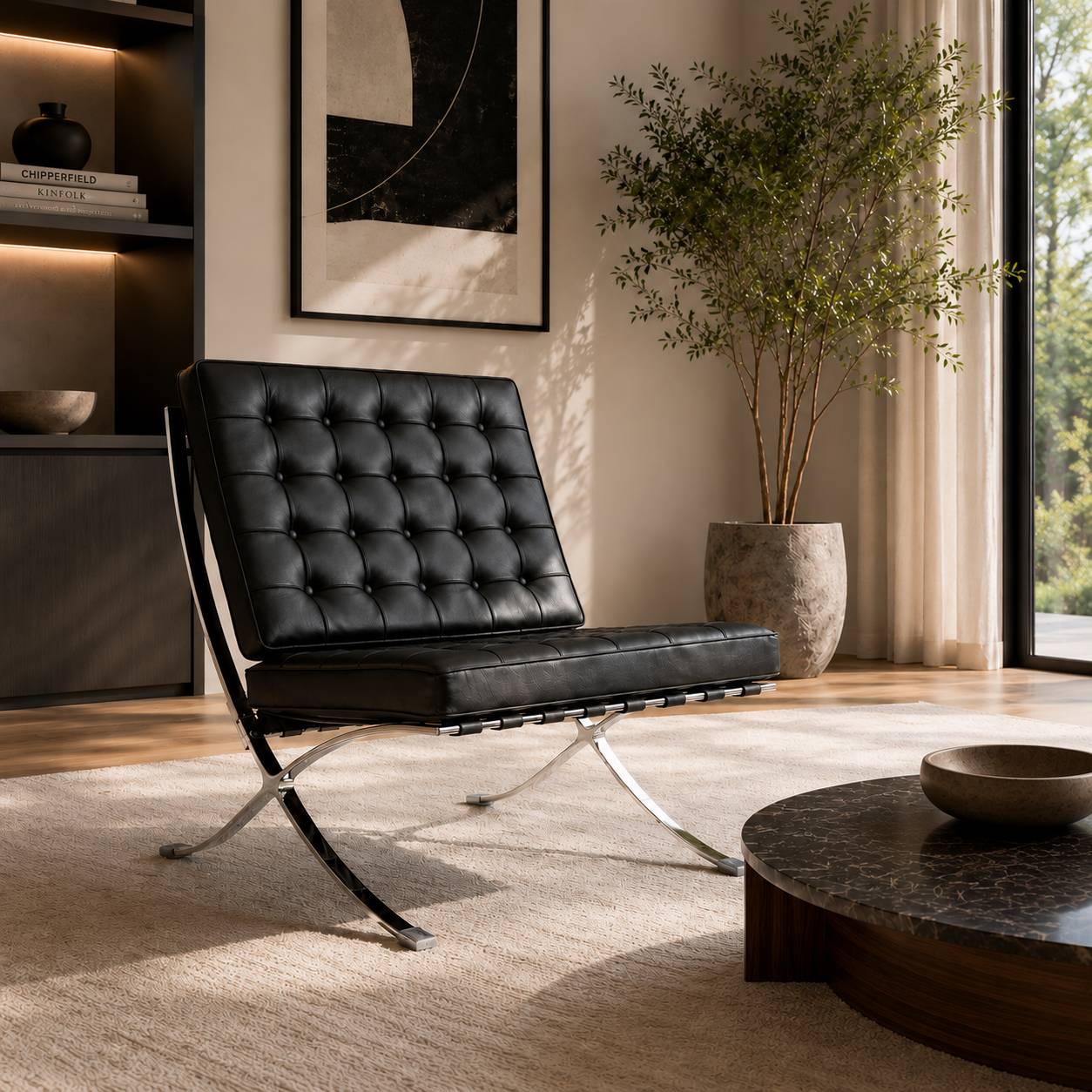 Fauteuil Architecte Noir en Acier Poli — Navula