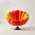 Fauteuil Pétale velours orange, pied tulipe pivotant — Navula