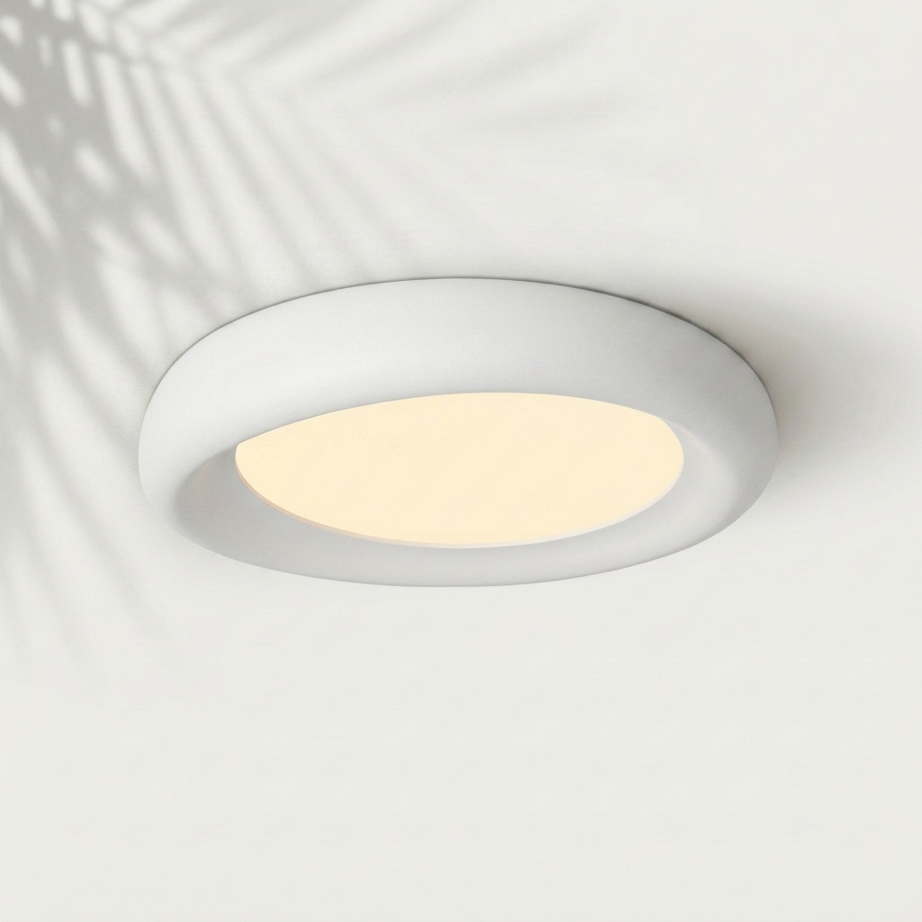Plafonnier galet finition blanche, LED japandi — Navula