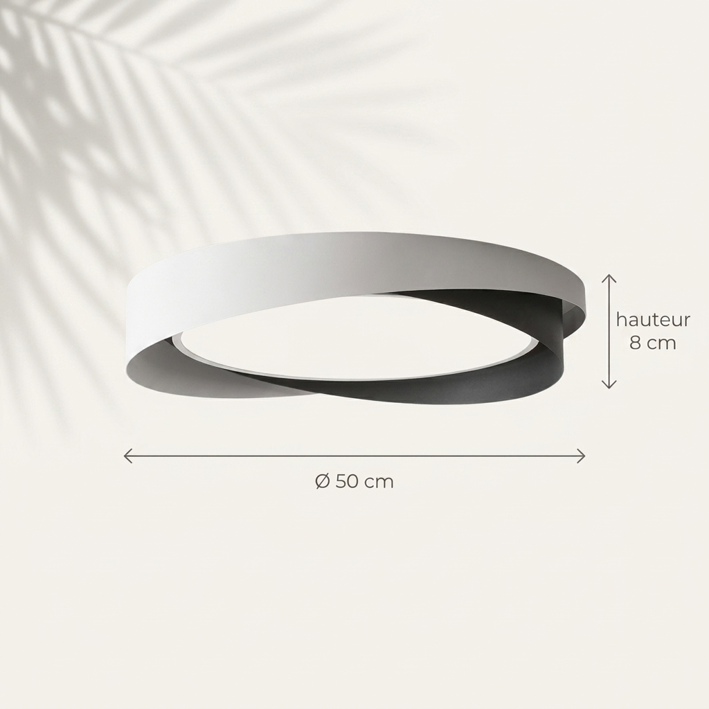 Dimensions du plafonnier Aura : Ø 50 cm, hauteur 8 cm — Navula