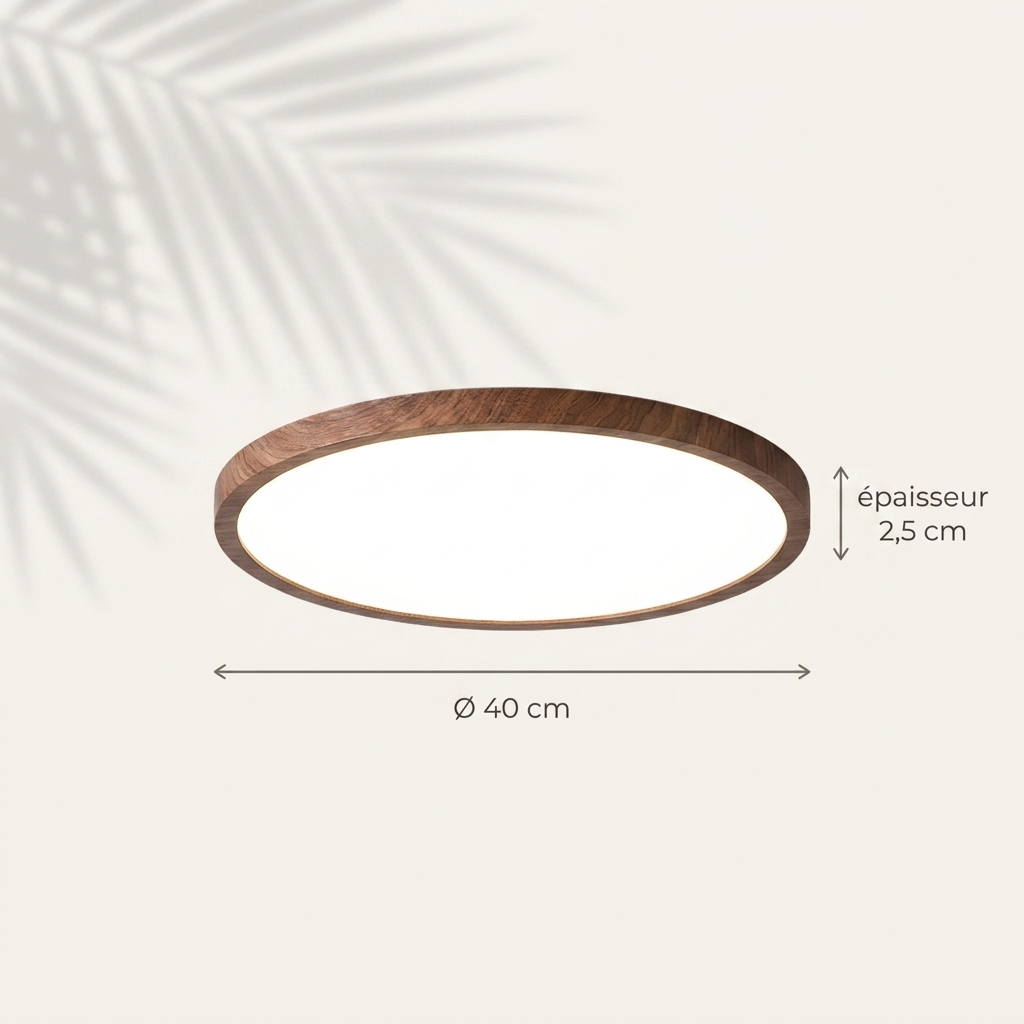 Dimensions du plafonnier Halo : Ø 40 cm, épaisseur 2,5 cm — Navula