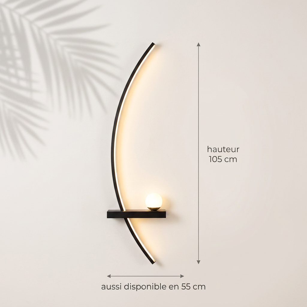 Dimensions de l'applique Arc : hauteur 105 cm, aussi en 55 cm — Navula