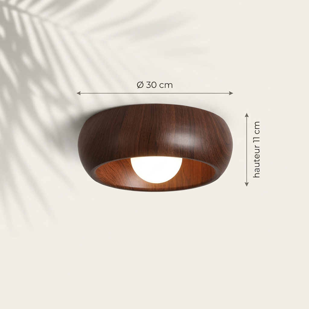 Dimensions du plafonnier compact : Ø 30 cm, hauteur 11 cm — Navula