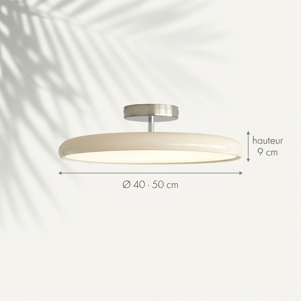 Dimensions du plafonnier rond : Ø 40 · 50 cm, hauteur 9 cm — Navula