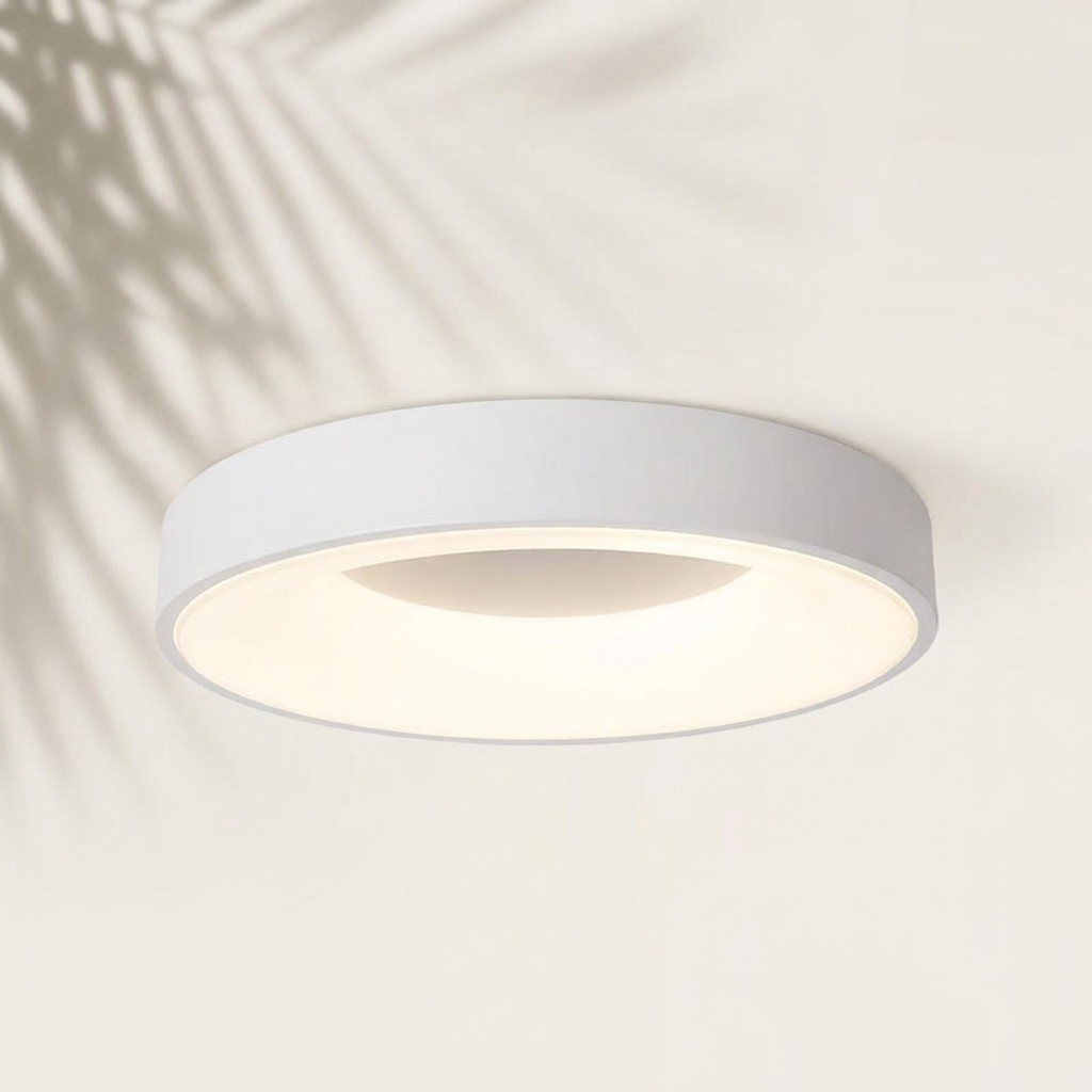 Plafonnier rond LED tambour blanc, télécommande — Navula