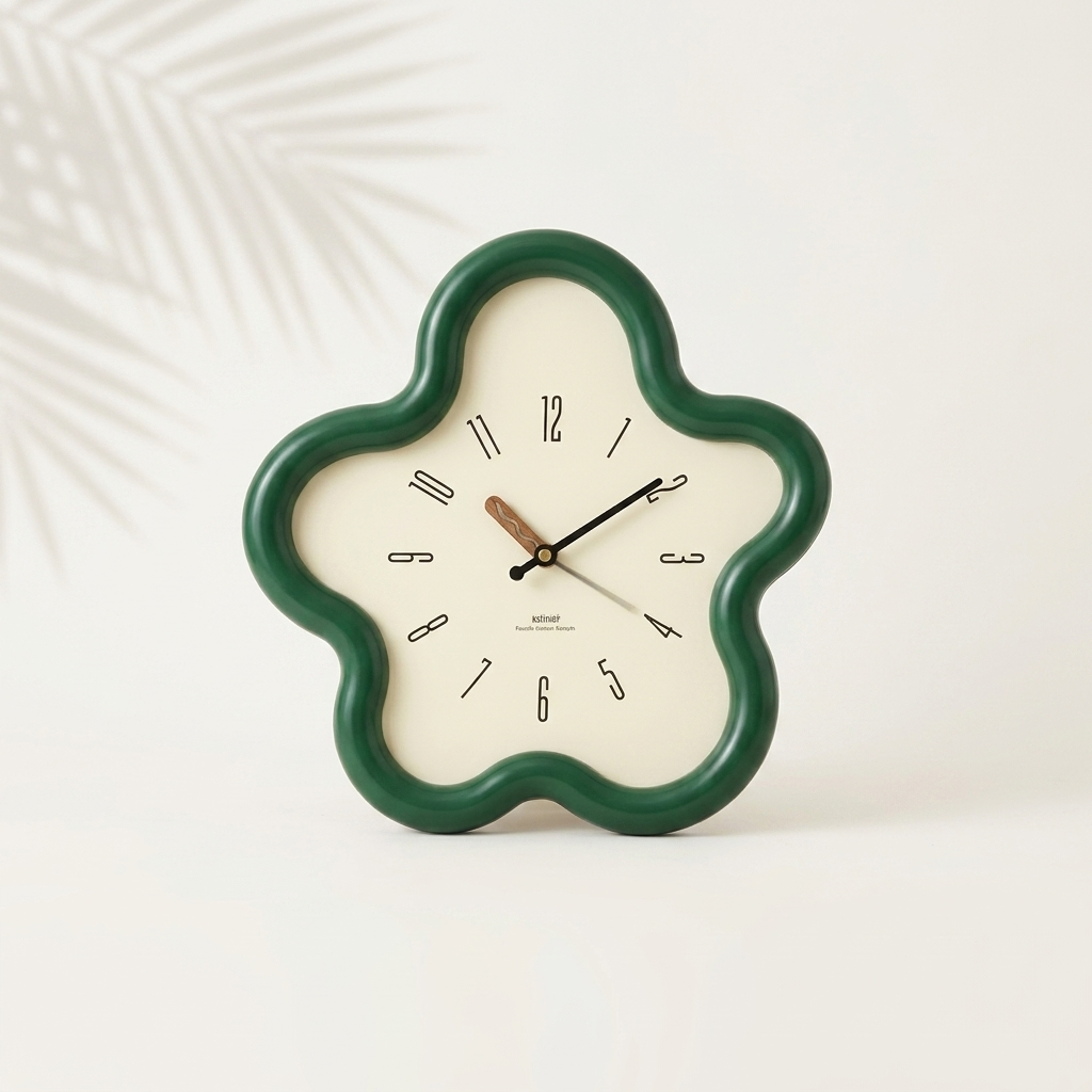 Horloge murale fleur crème