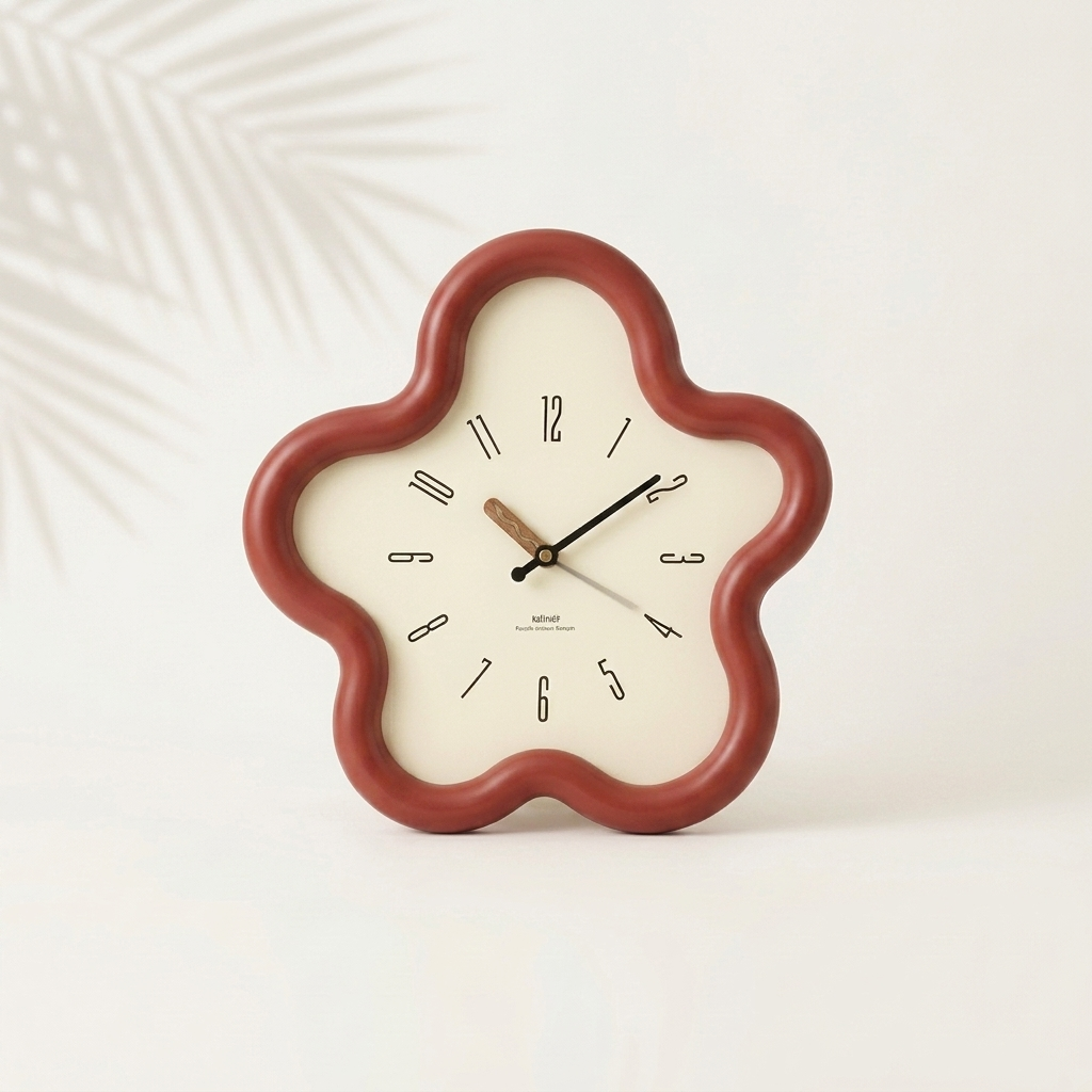 Horloge murale fleur rouge