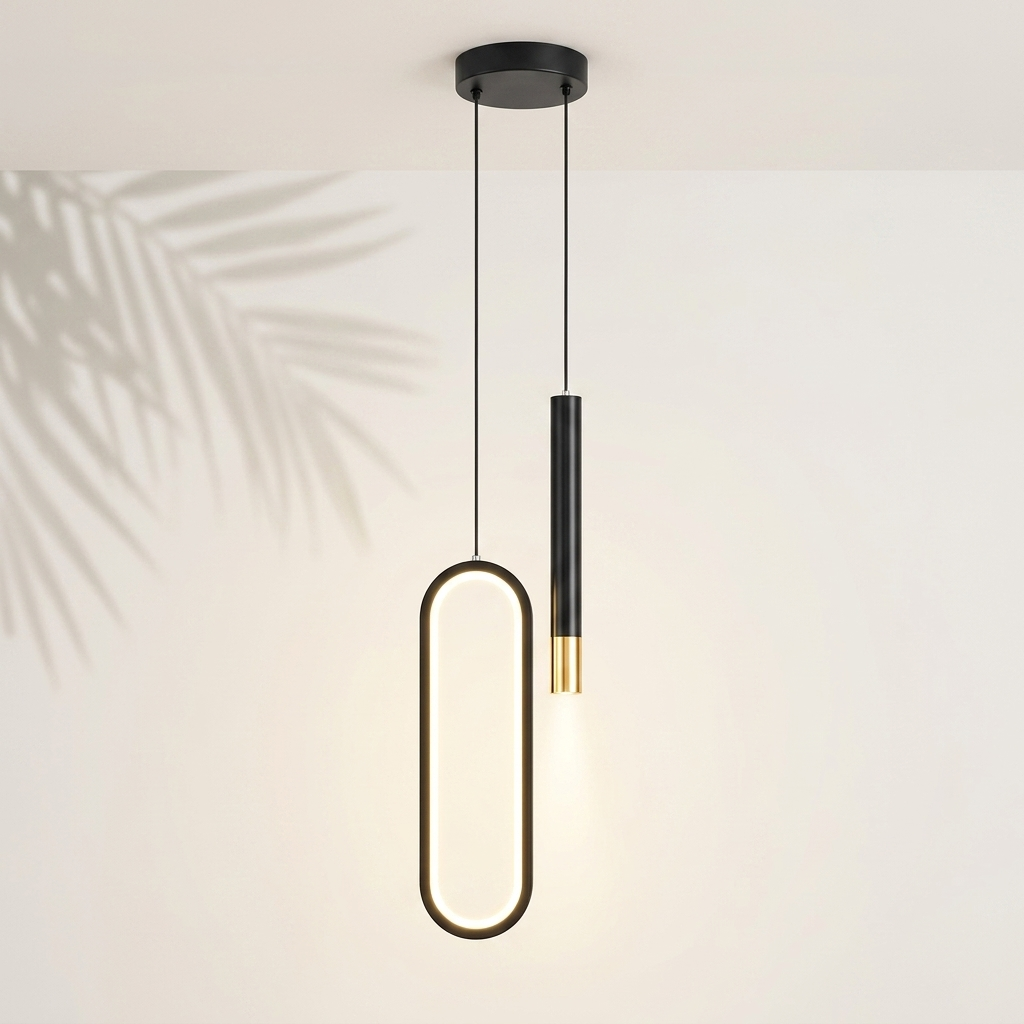 Suspension Halo noire (B) anneau ovale et tube