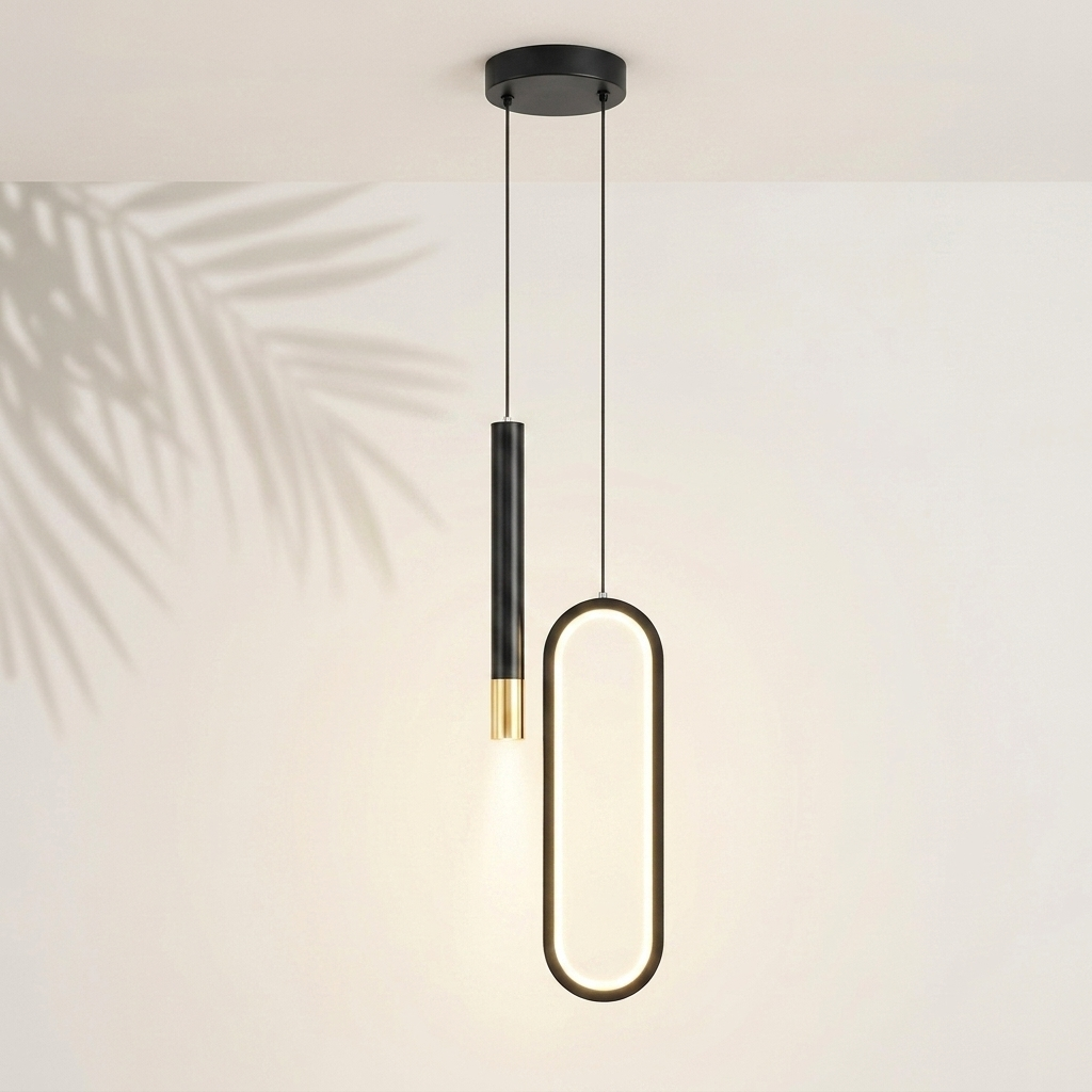Suspension Halo noire (A) tube et anneau