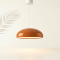 Suspension Macaron dôme orange, boitier et cable blancs