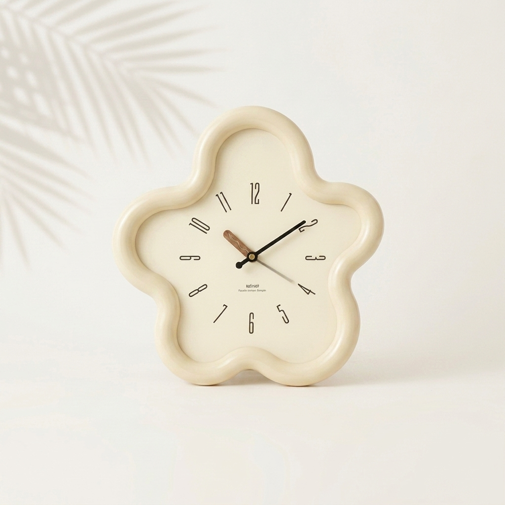 Horloge fleur crème blanc