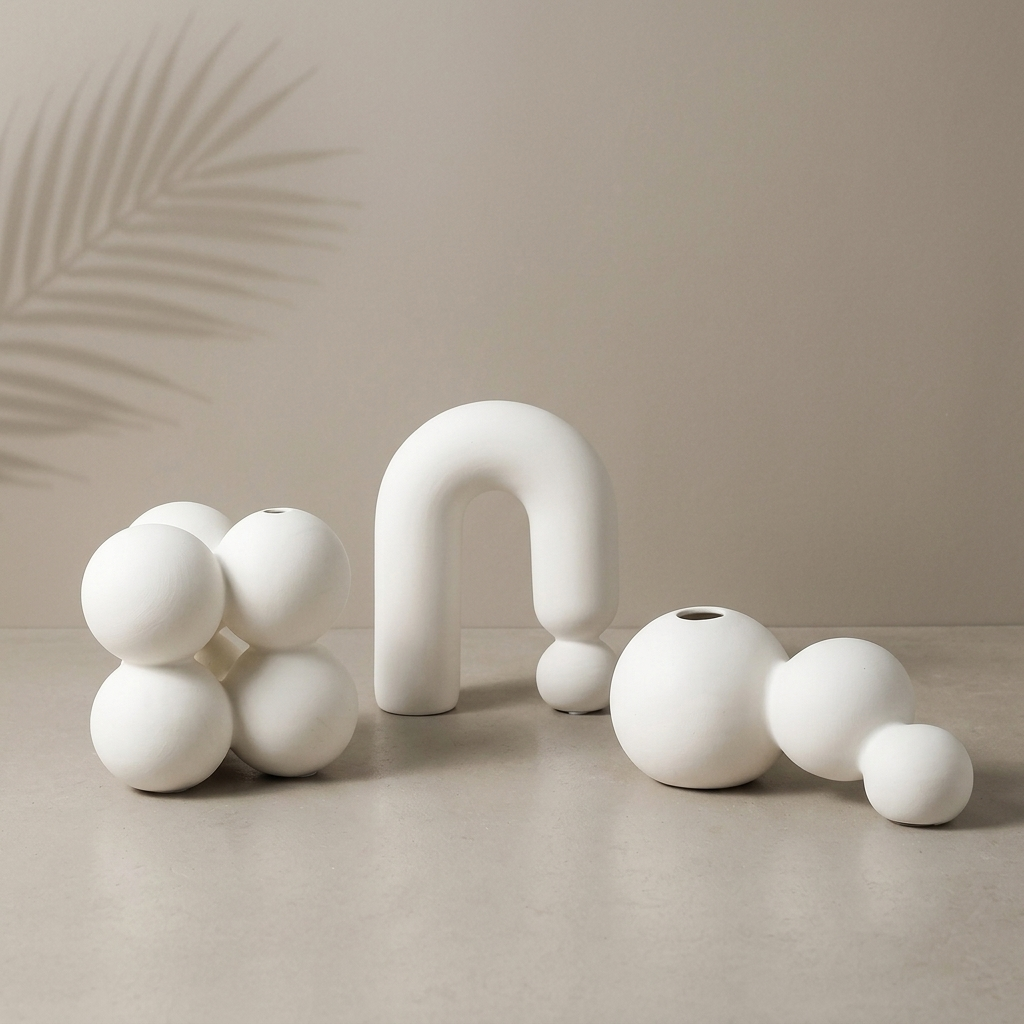 Vase céramique nordique blanc mat - vue produit fond Navula