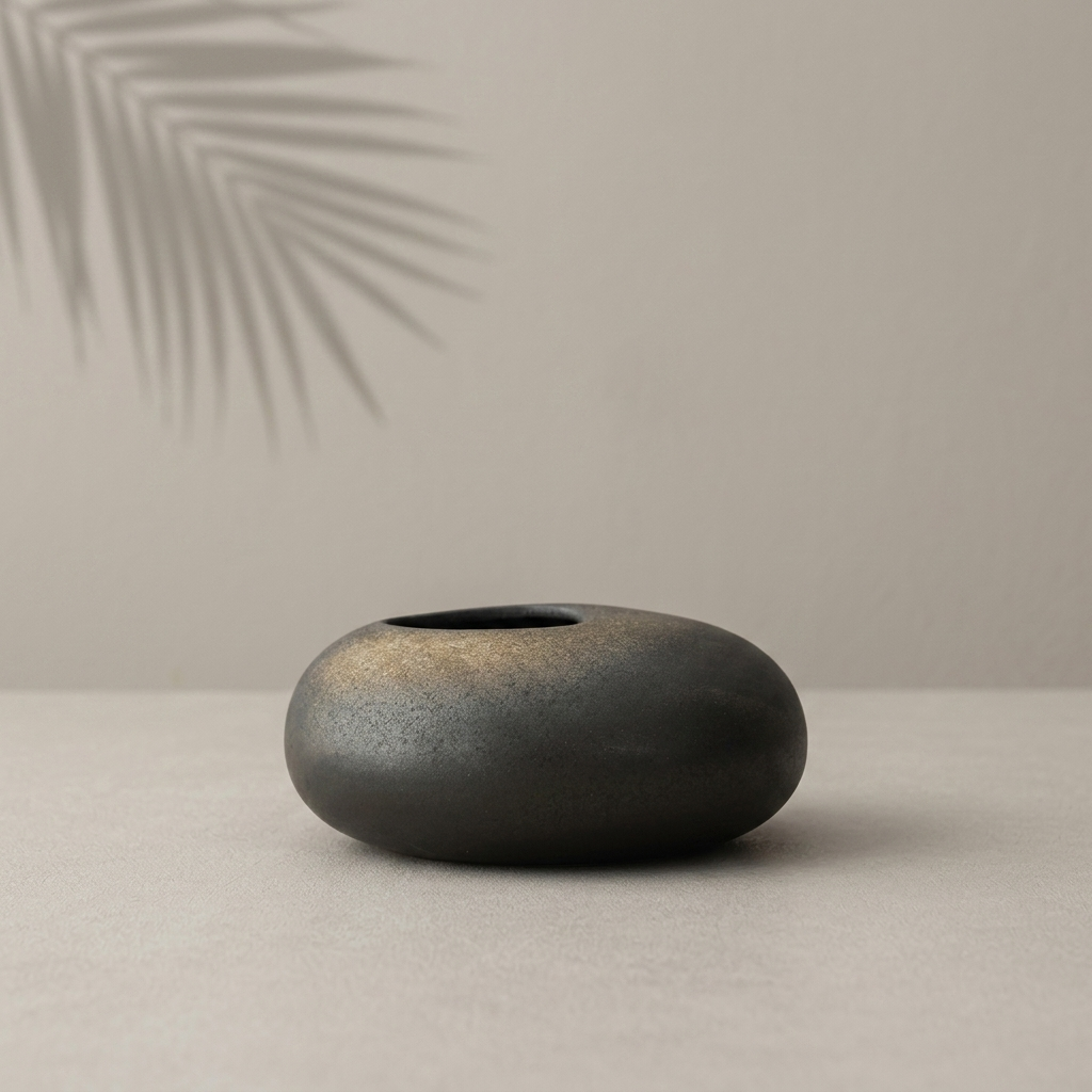Vase terracotta noir wabi-sabi - vue produit fond Navula