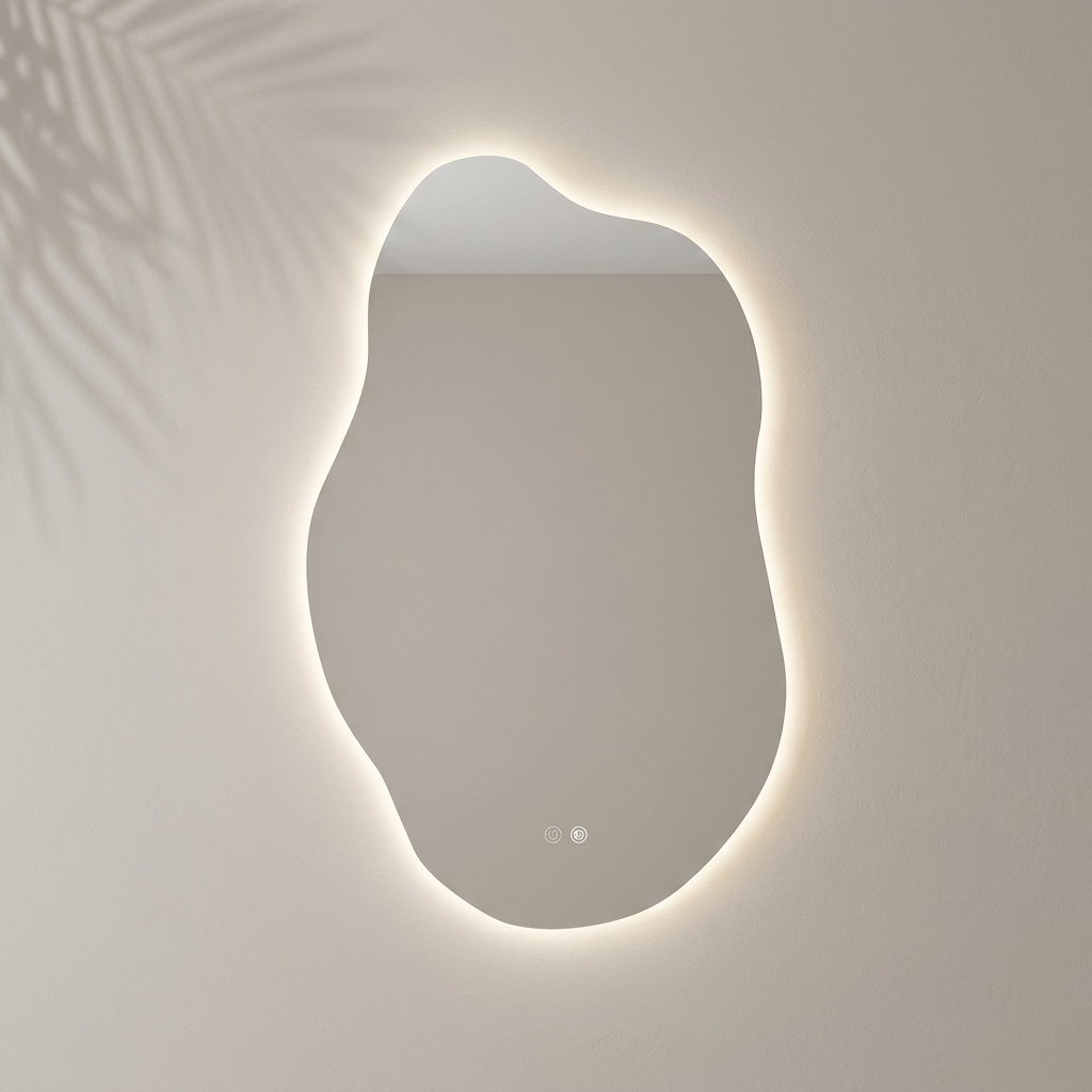 Miroir LED salle de bain forme organique - fond Navula