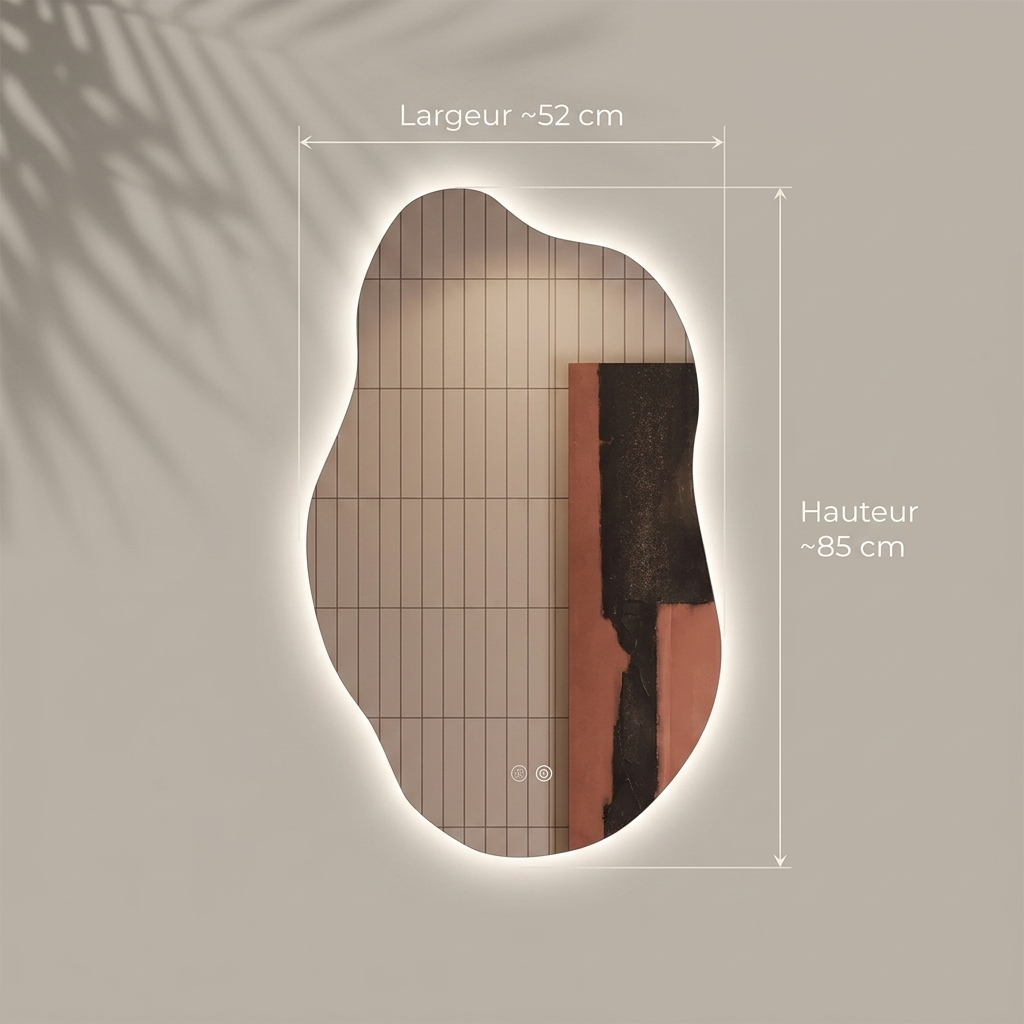 Miroir LED - dimensions 85 x 52 cm