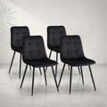 Lot de 4 chaises velours noir matelassé — Navula