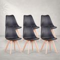 Lot de 6 chaises scandinaves simili cuir noires — Navula