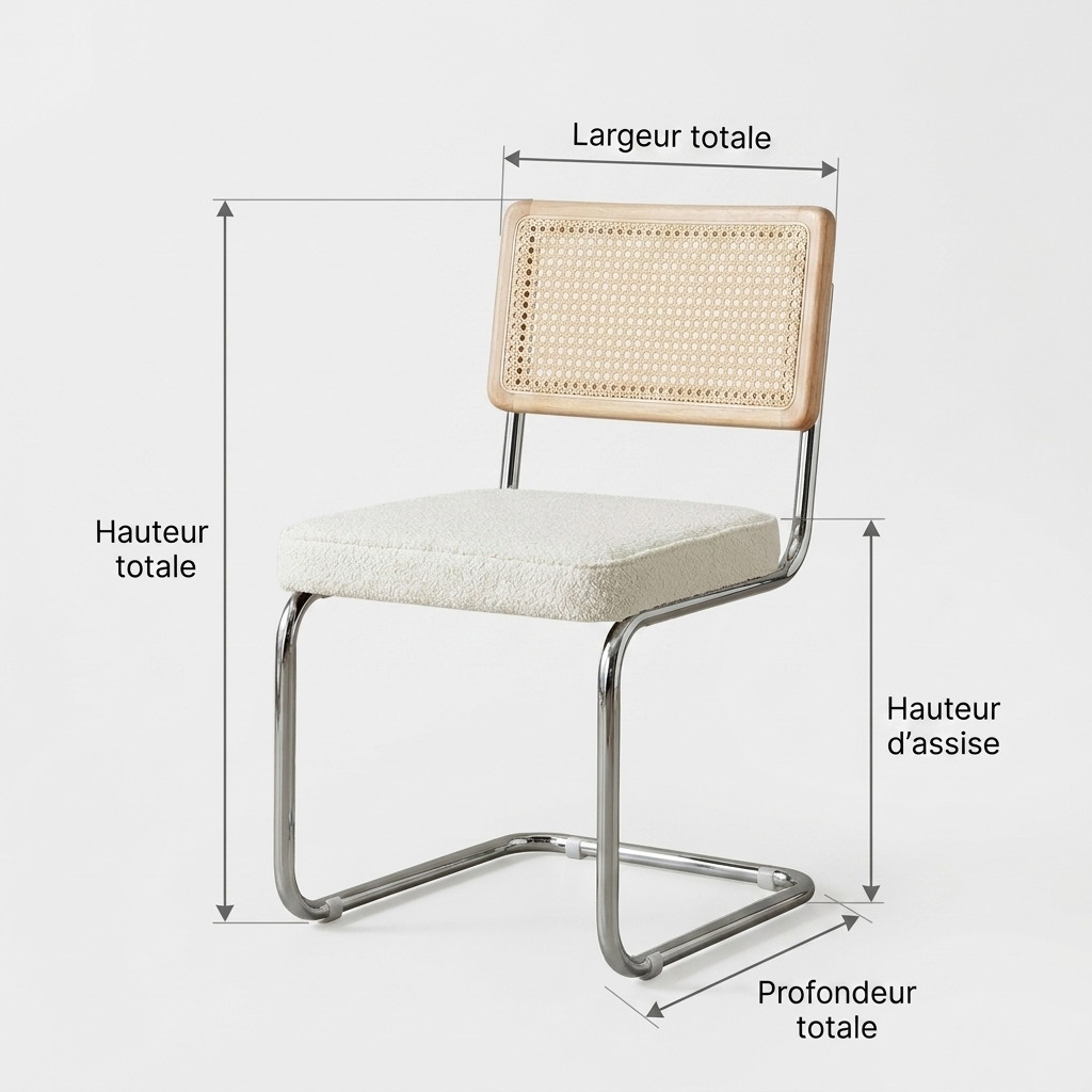 Dimensions chaise vintage rotin — Navula